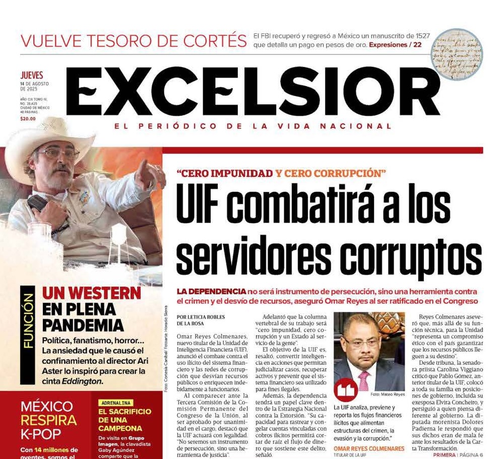 Primeras planas jueves, 14 de agosto de 2025