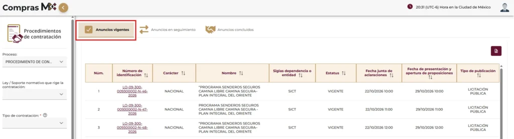 Trabaja sobre Anuncios vigentes