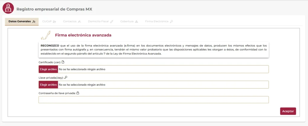 Paso 2. Validar la e.firma