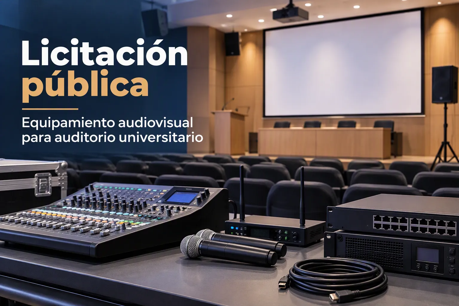 Licitación de equipamiento audiovisual para auditorio universitario en Tlaxcala