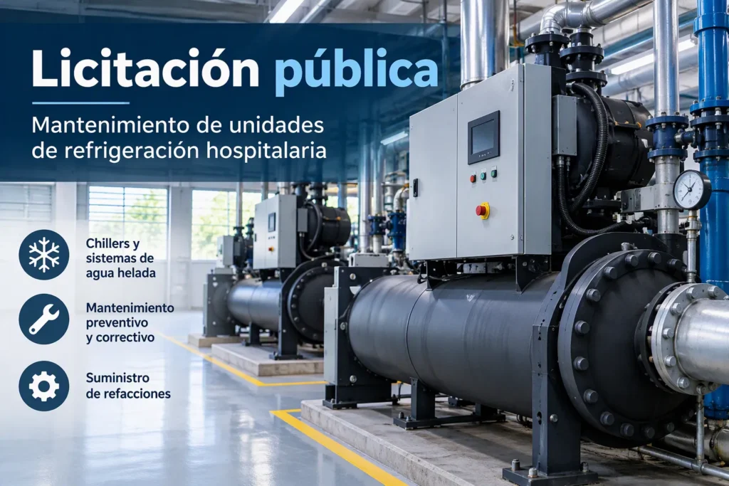 Licitación para mantenimiento preventivo y correctivo de unidades de refrigeración hospitalaria, chillers y sistemas de agua helada