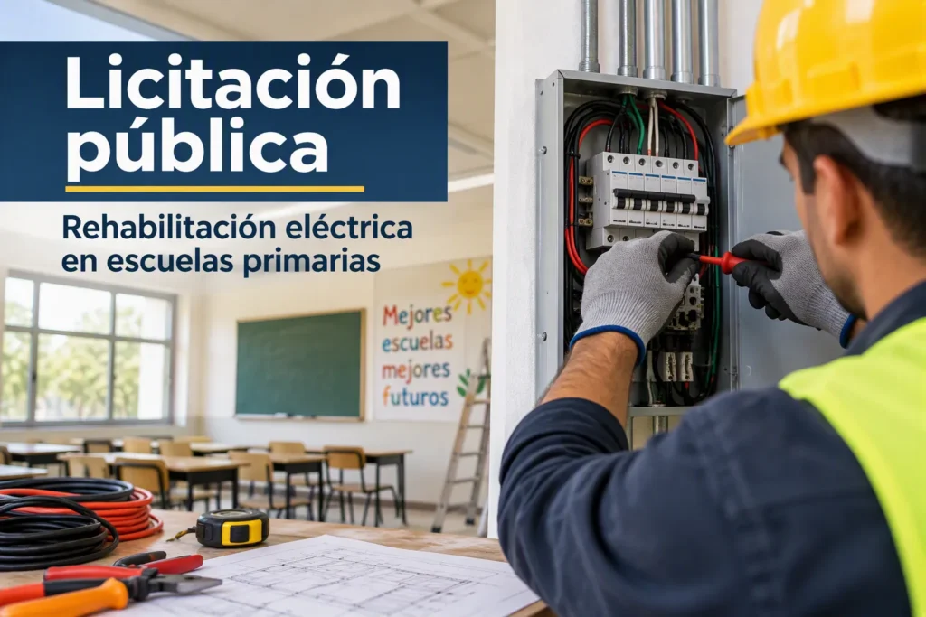 Licitación pública para trabajos de rehabilitación eléctrica en escuelas primarias de Juárez, Chihuahua.